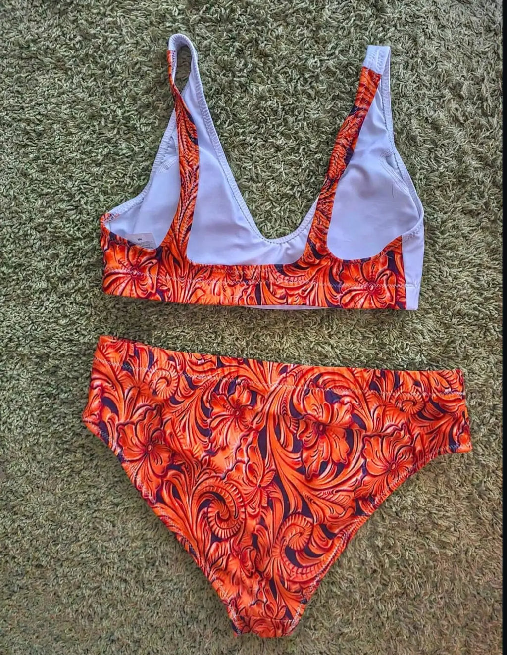 Yeehaw Tooled Leather Print Bikini Baha Ranch Western Wear
