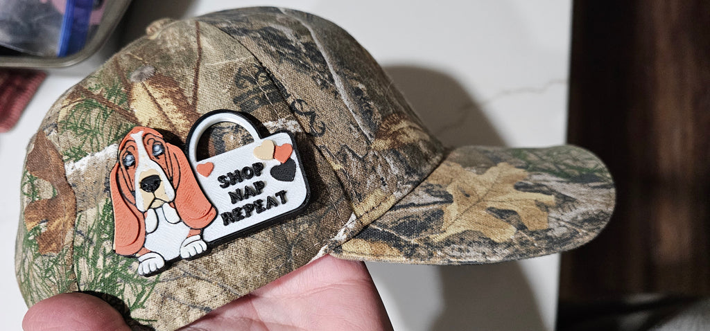3d Print Basset Hound Cute Funny Shopping Hat Pin or Magnet Baha Ranch Western Wear