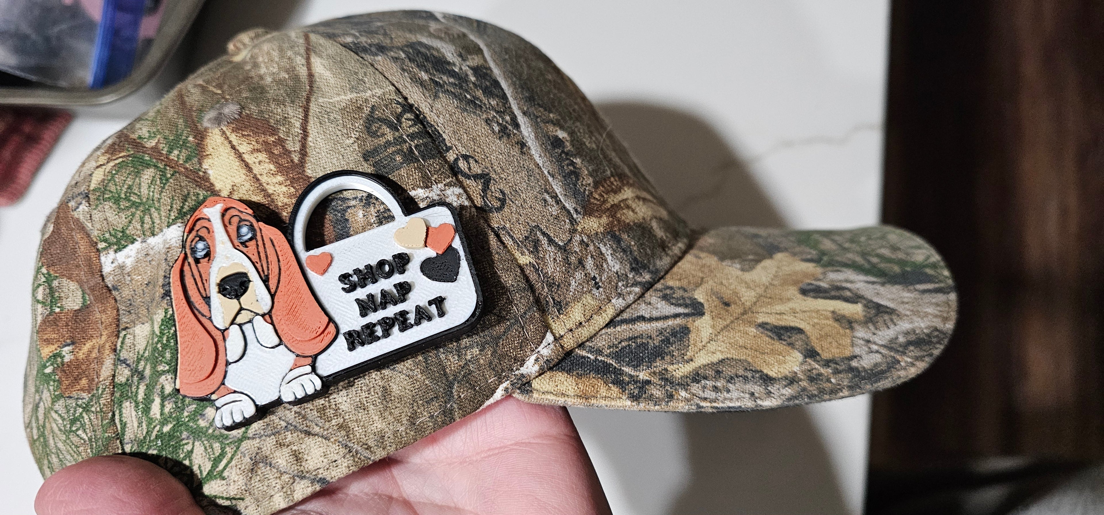 3d Print Basset Hound Cute Funny Shopping Hat Pin or Magnet Baha Ranch Western Wear