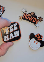Set of 4 3D Print Western Cowboy Yeehaw Howdy Hat Pins Made in America Baha Ranch Western Wear