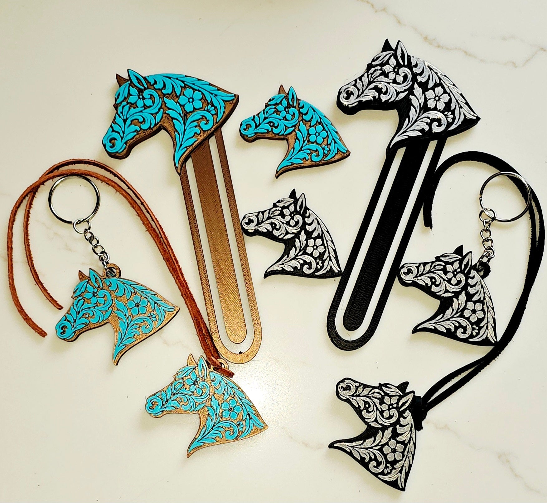 Baha Ranch Year of the Horse Tooled 3d Print Bookmark Keychain Hatpin Magnet Purse Charm Made in America Baha Ranch Western Wear
