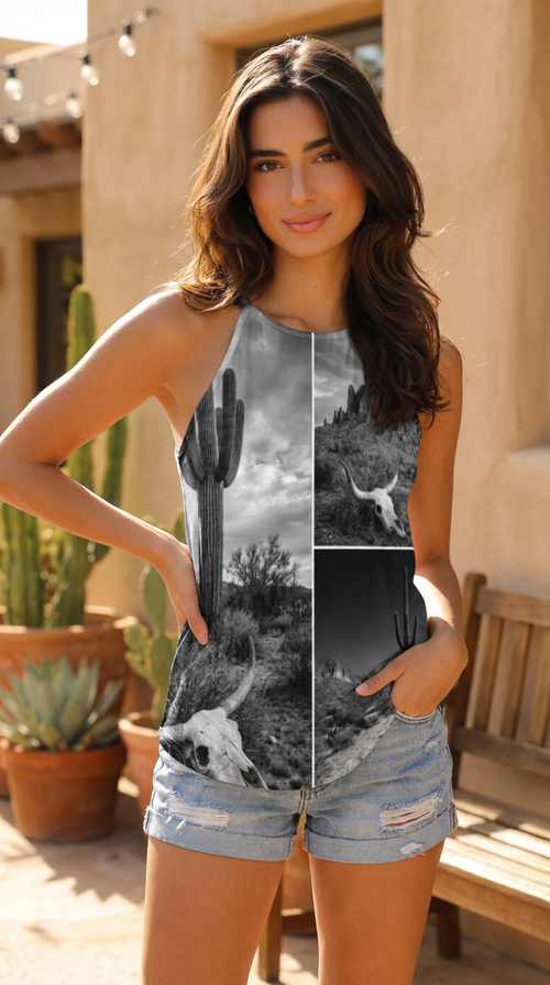 Baha Ranch Black White Desert Tank Top Baha Ranch Western Wear