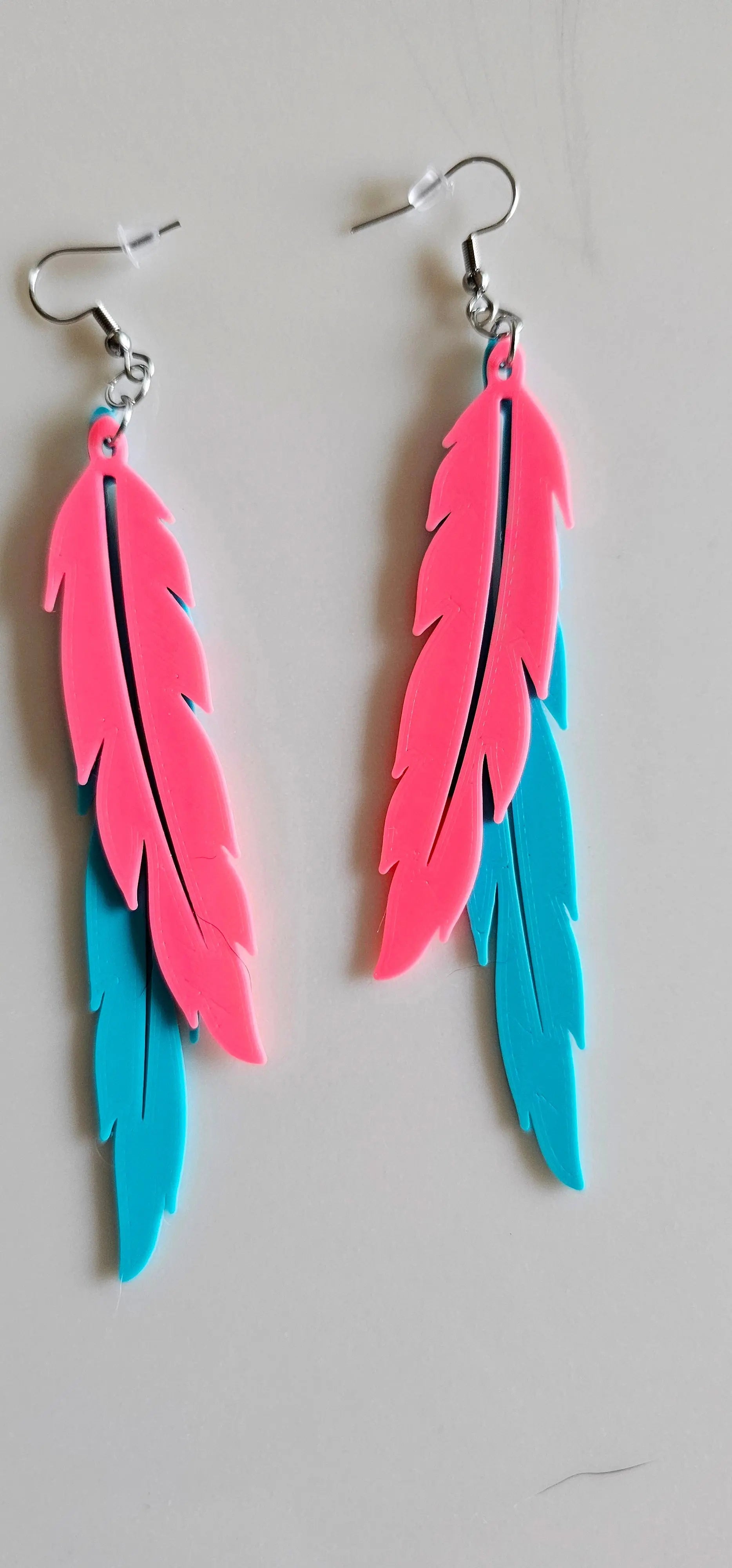 3D Print Double Feather Boho Earrings Made in America Baha Ranch Western Wear