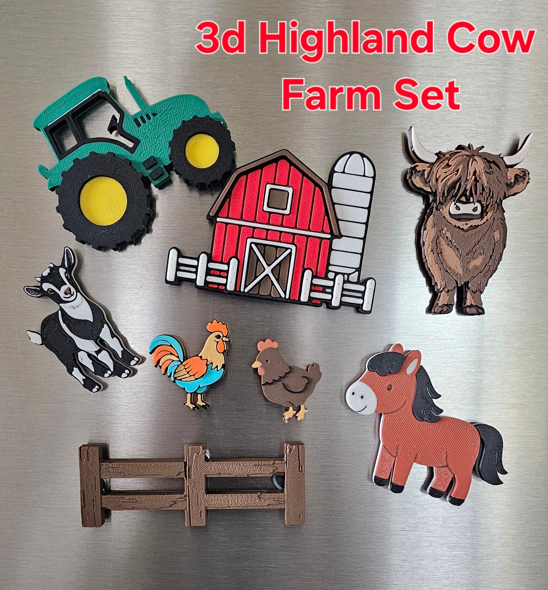 3D Highland Cow Farm Magnet Gift Set Baha Ranch Western Wear