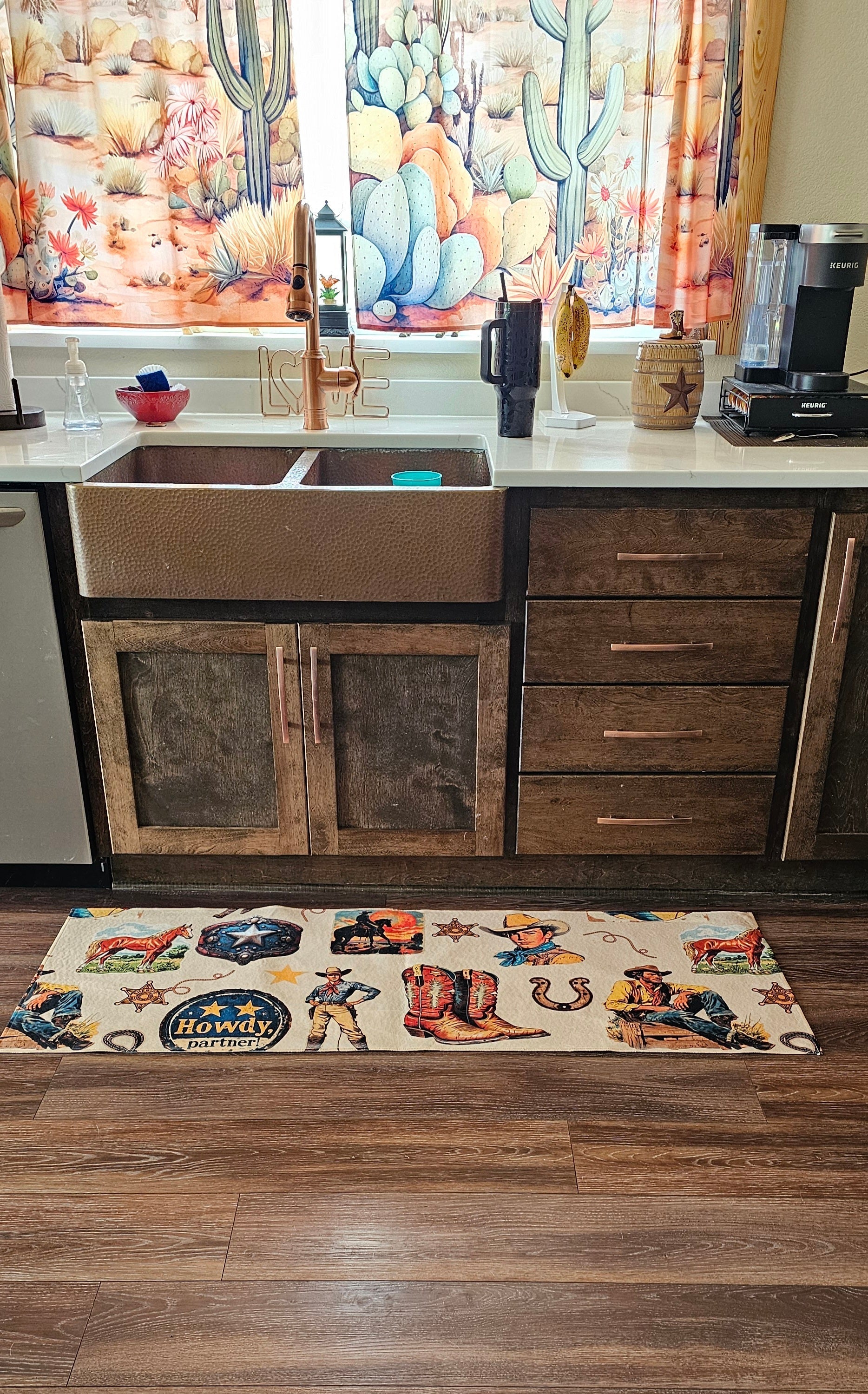 Baha Ranch Vintage Cowboy Collage Rug Runner Indoor 60" x 22" Made in America Baha Ranch Western Wear