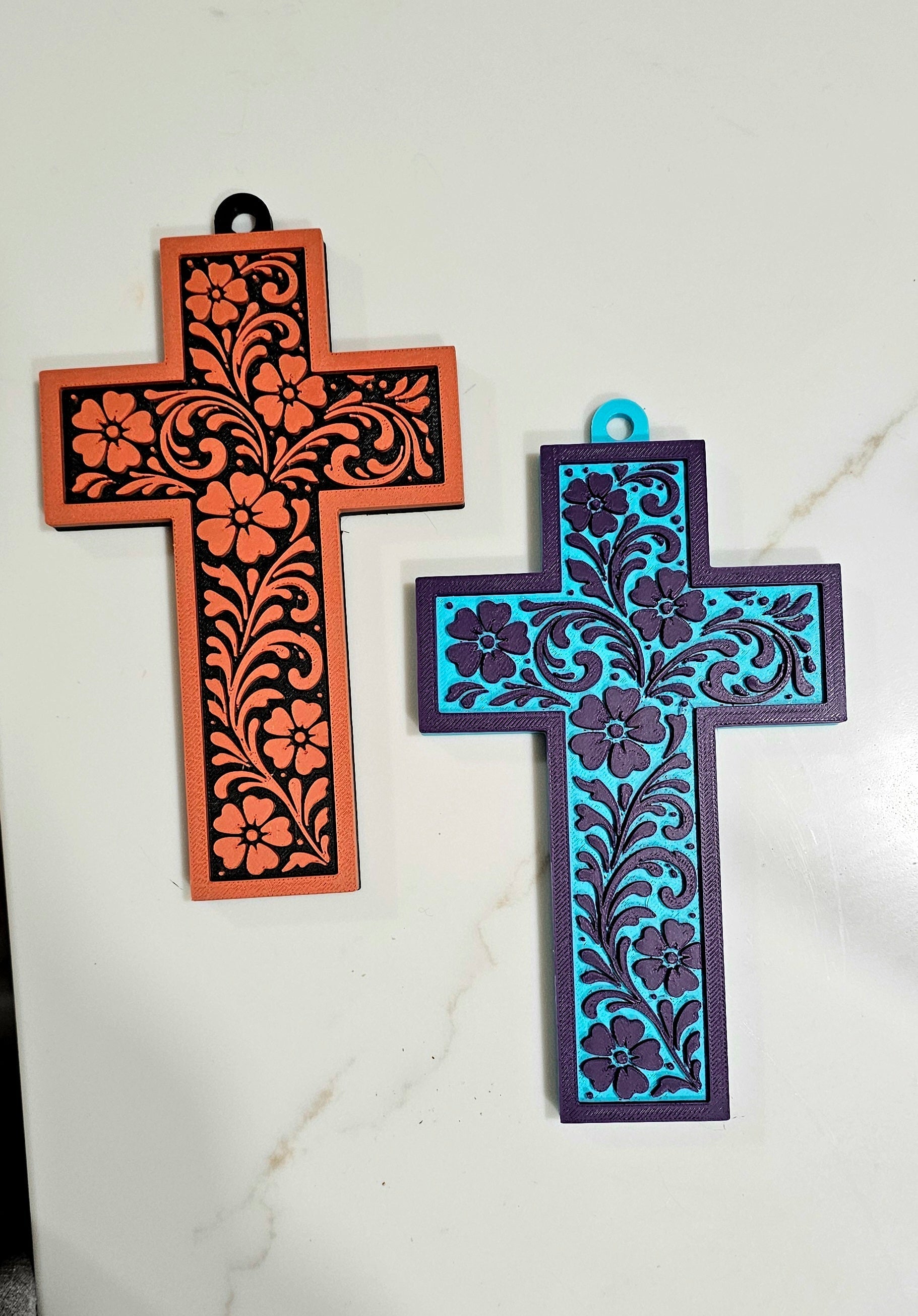 Baha Ranch 3D Faith Tooled Wall Cross or Keychain/Purse Charm Made in America Baha Ranch Western Wear