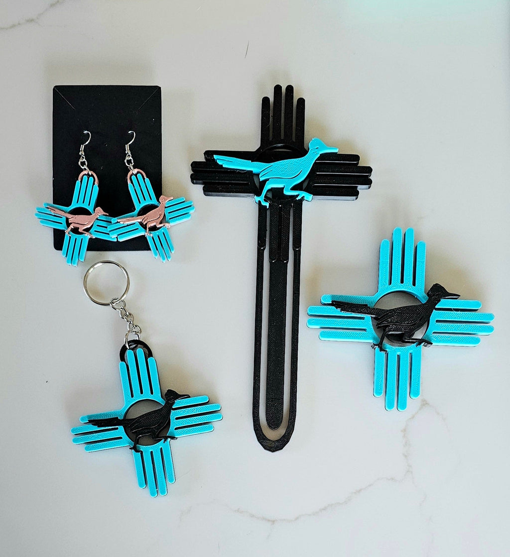 3D New Mexico Zia Magnet or Bookmark or Keychain or Earrings Baha Ranch Western Wear