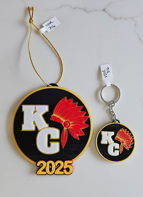 3D Print Chiefs Kc Kansas City Football Ornament or Keychain Baha Ranch Western Wear