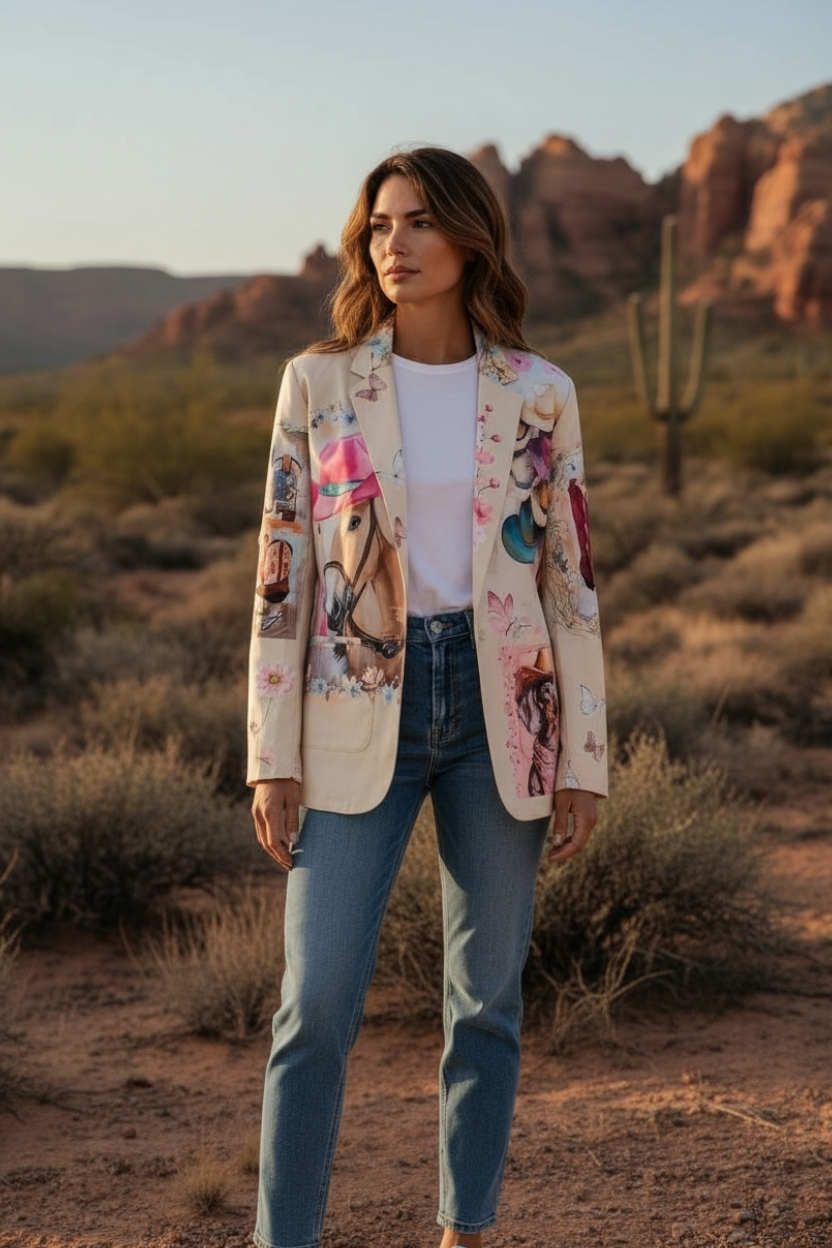 Baha Ranch Danilo Painted Cowgirl Western Blazer Baha Ranch Western Wear