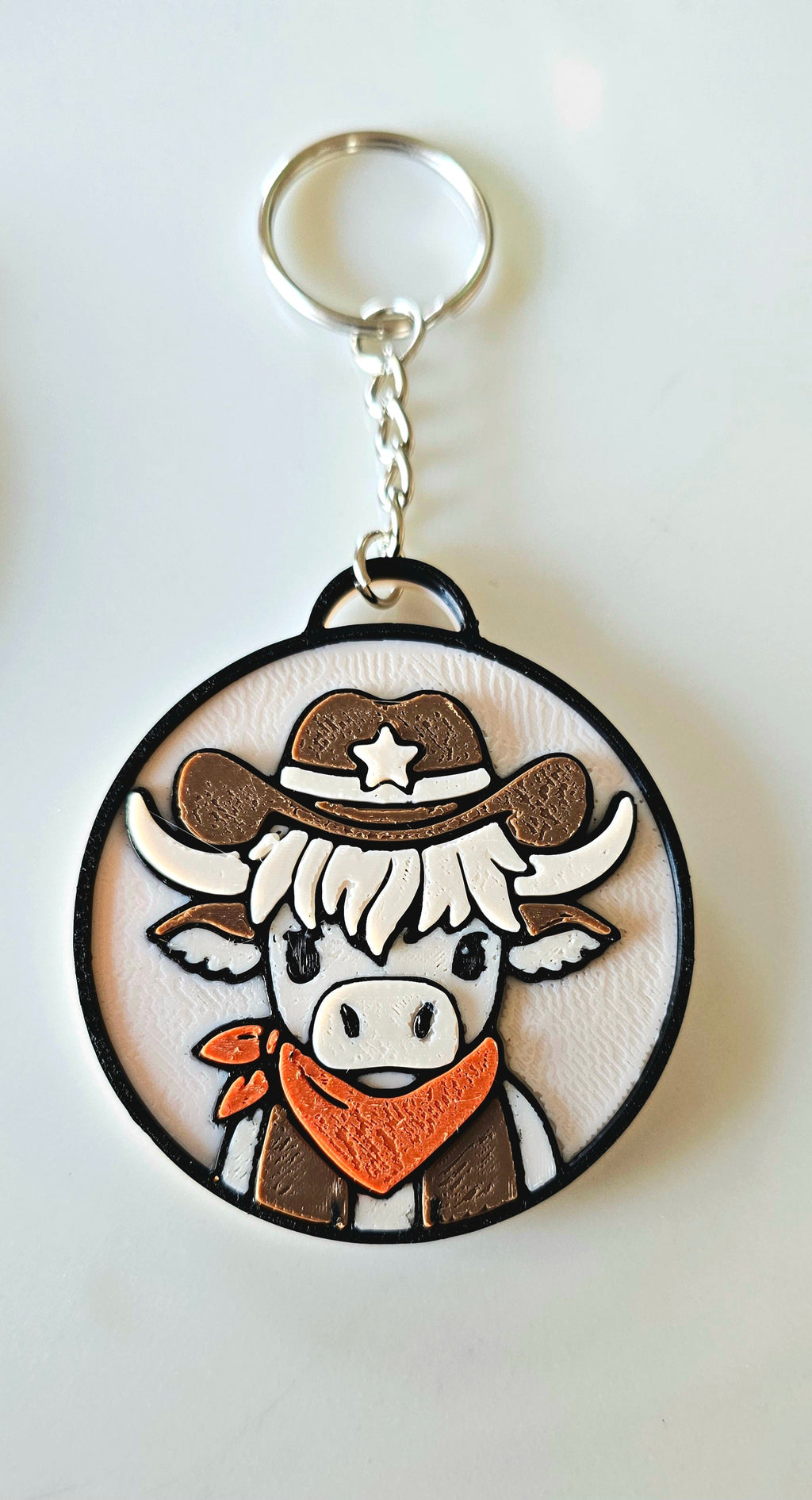 3d Printed Cowboy Cowgirl Highland Cow Cute Keychain Baha Ranch Western Wear