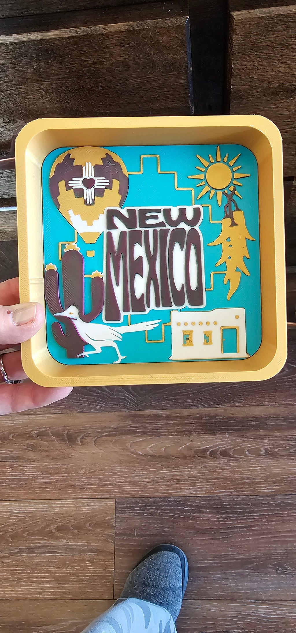 Baha Ranch Zia Balloon Adobe Roadrunner New Mexico 3D Accessory Tray Made in America Baha Ranch Western Wear