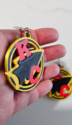 3D Print Kansas City Arrowhead Football Chiefs Earrings Made in America Baha Ranch Western Wear