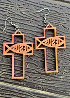 3D Print Christian Cross Faith Earrings Made in America Baha Ranch Western Wear