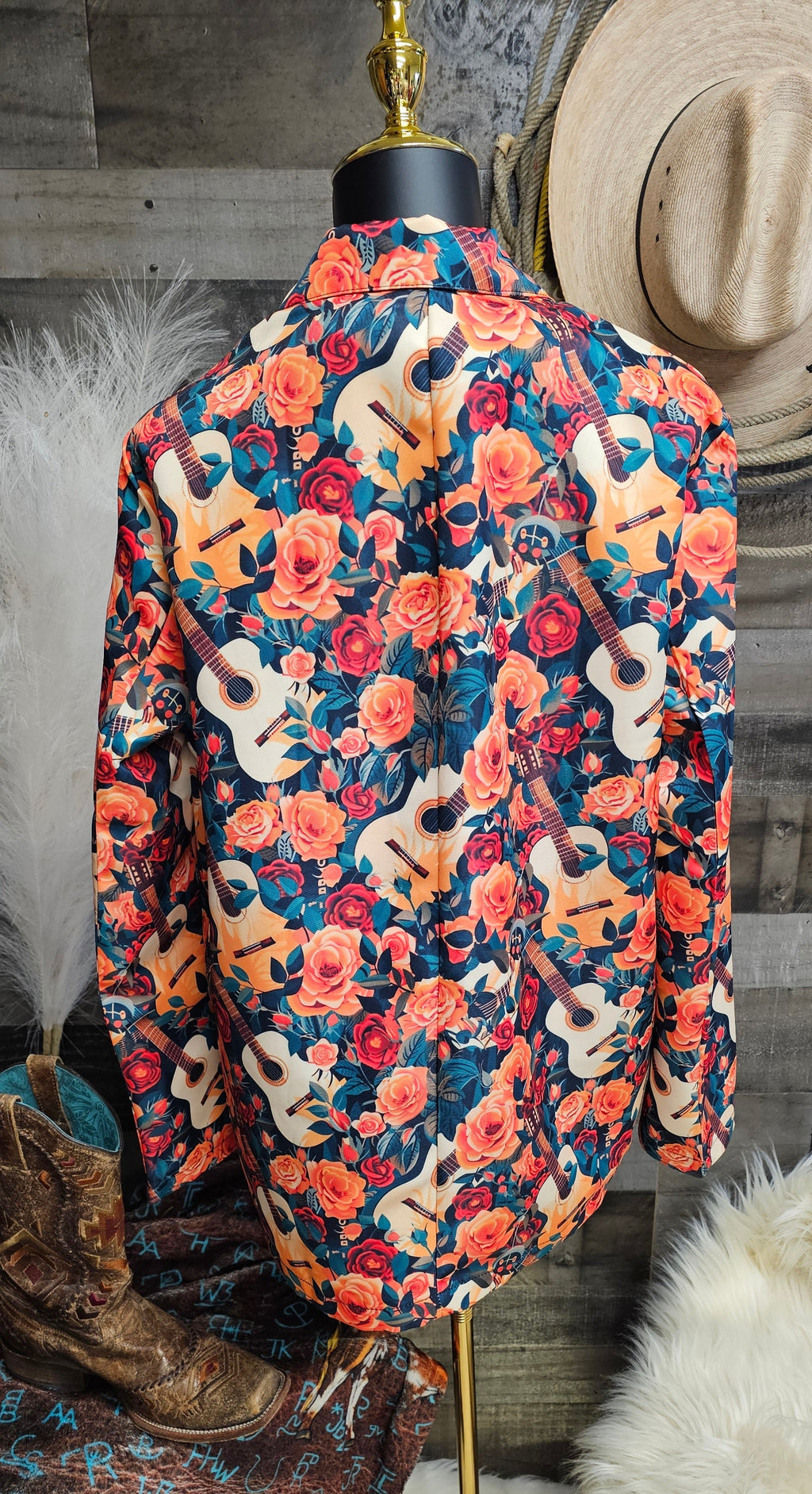 Baha Ranch Colores De Mexico Roses & Guitars Floral Blazer Baha Ranch Western Wear
