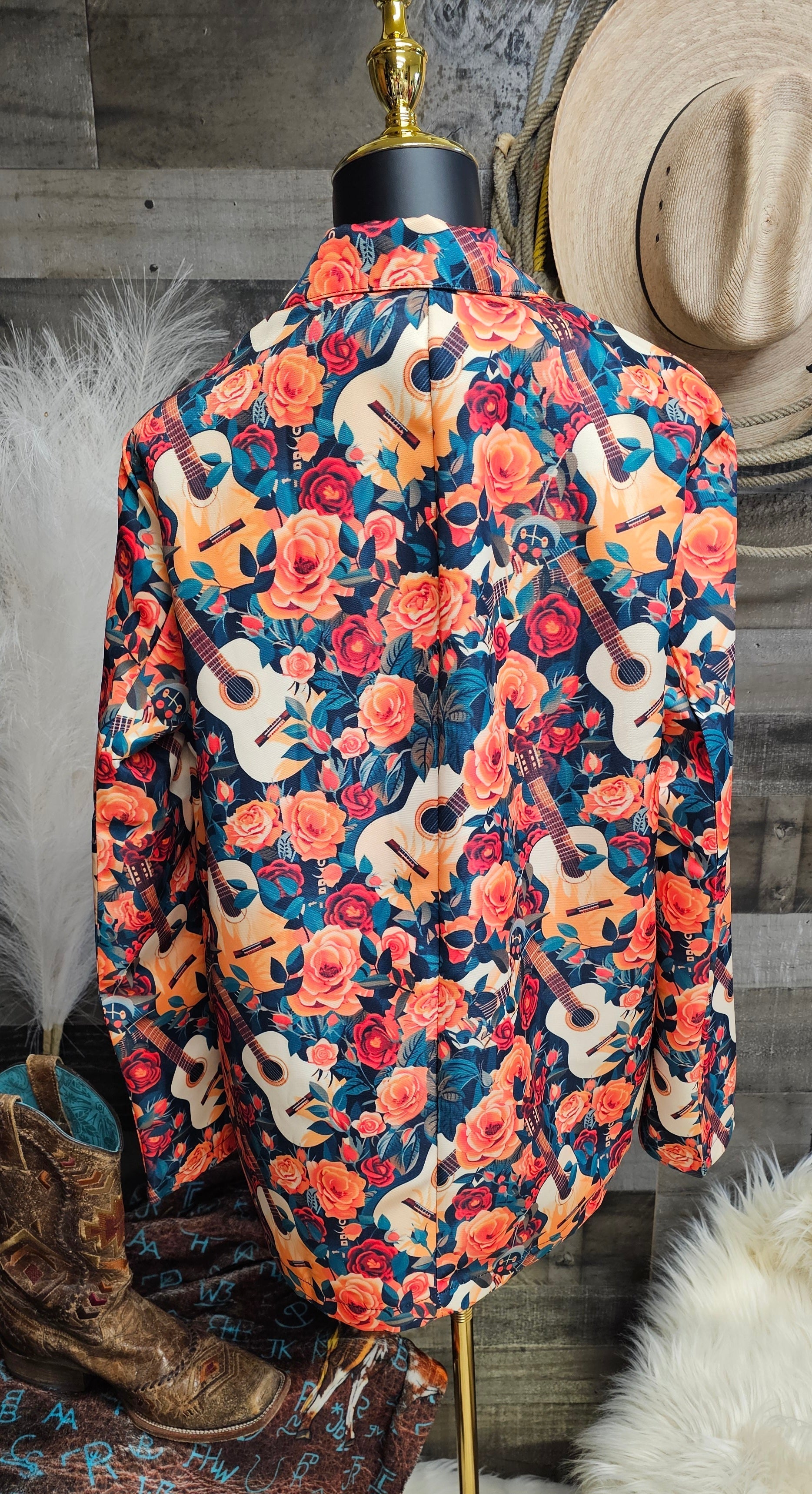 Baha Ranch Colores De Mexico Roses & Guitars Floral Blazer Baha Ranch Western Wear