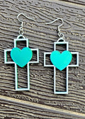 3D Print Christian Cross Faith Earrings Made in America Baha Ranch Western Wear