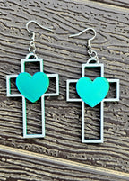 3D Print Christian Cross Faith Earrings Made in America Baha Ranch Western Wear