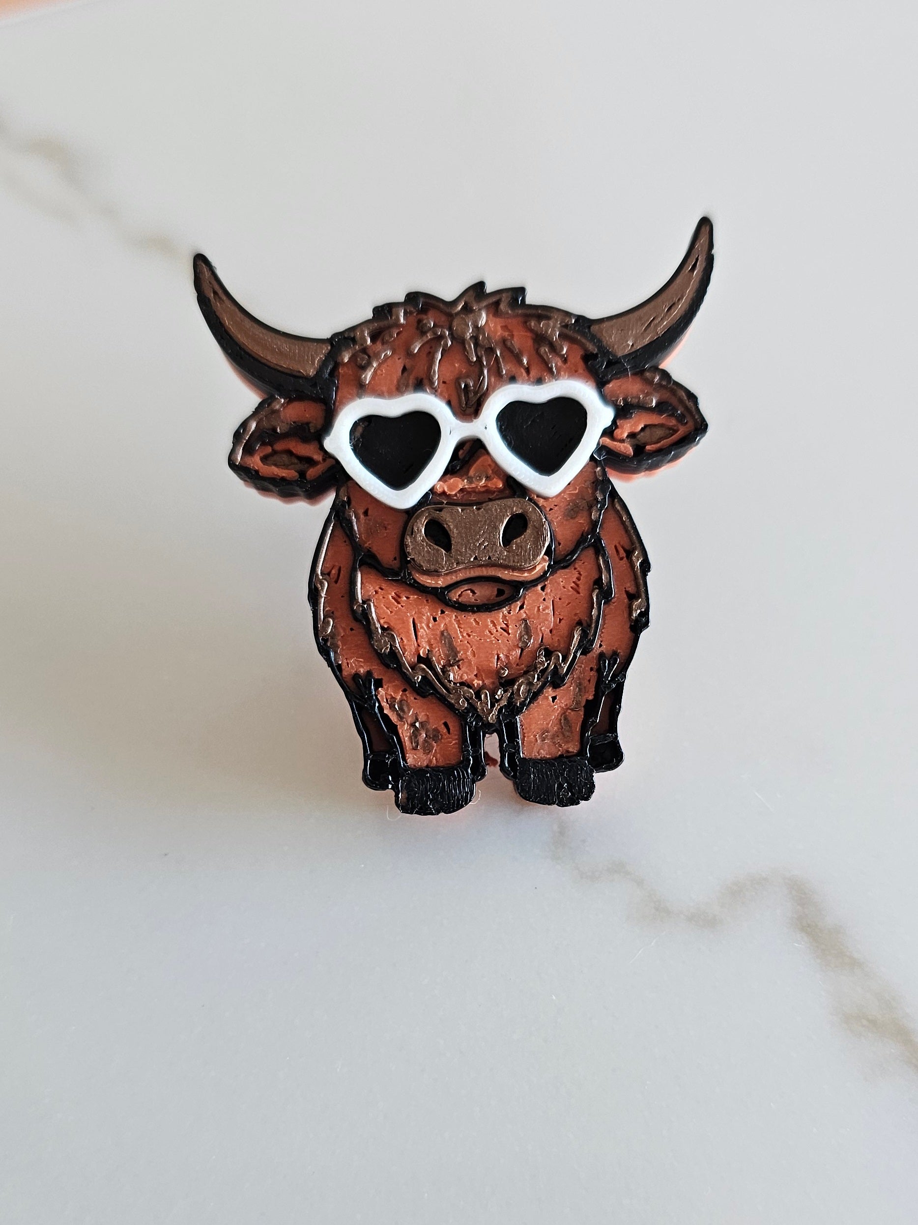 3d  Cool Highland Brown Cow Hat Pin Made in America Baha Ranch Western Wear