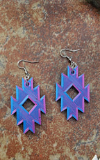 3D Print Southwestern Aztec Boho Earrings Choice of Colors Made in America Baha Ranch Western Wear