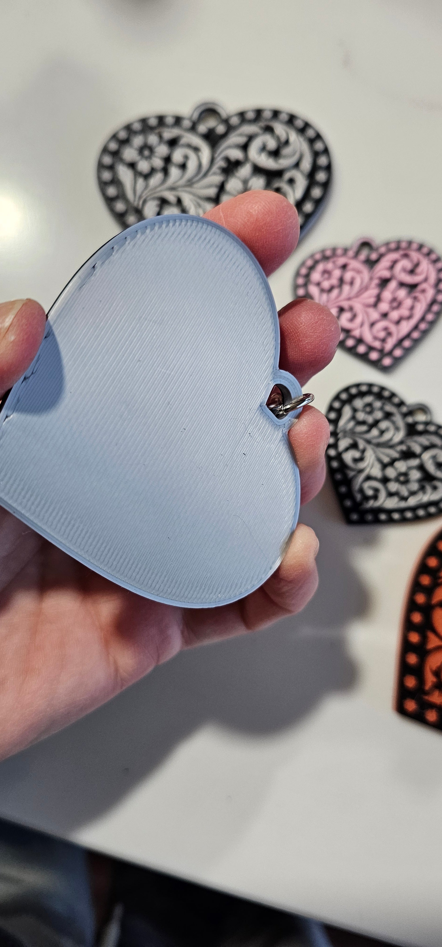 3d Printed Tooled Cowboy Cowgirl Heart  Keychain or Purse Charm Baha Ranch Western Wear