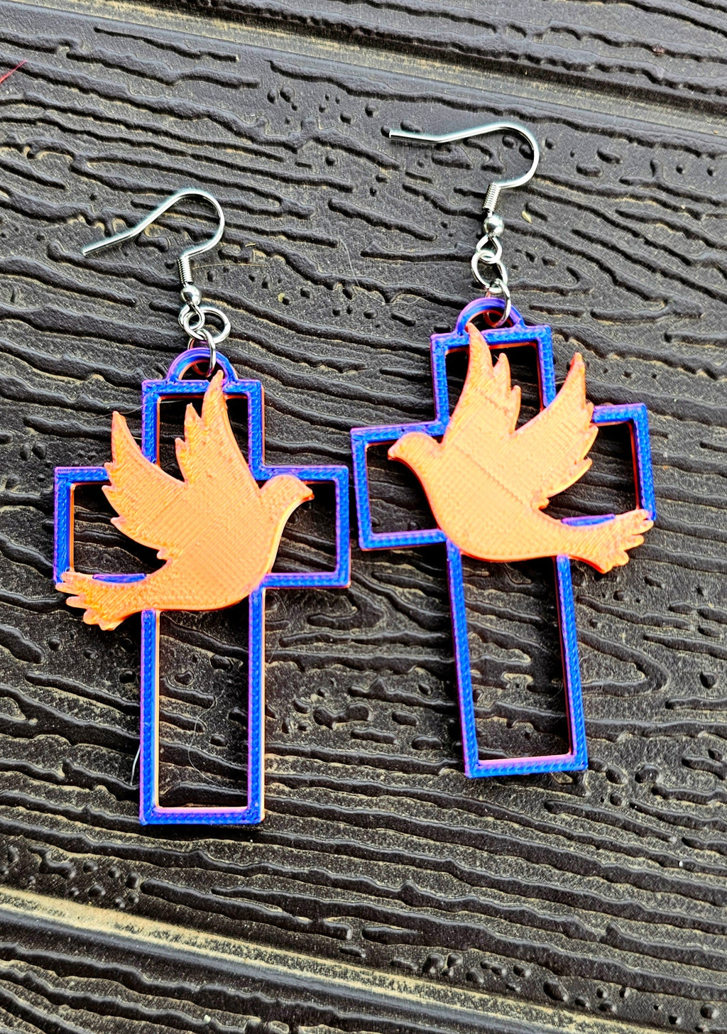 3D Print Christian Cross Faith Earrings Made in America Baha Ranch Western Wear