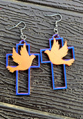 3D Print Christian Cross Faith Earrings Made in America Baha Ranch Western Wear