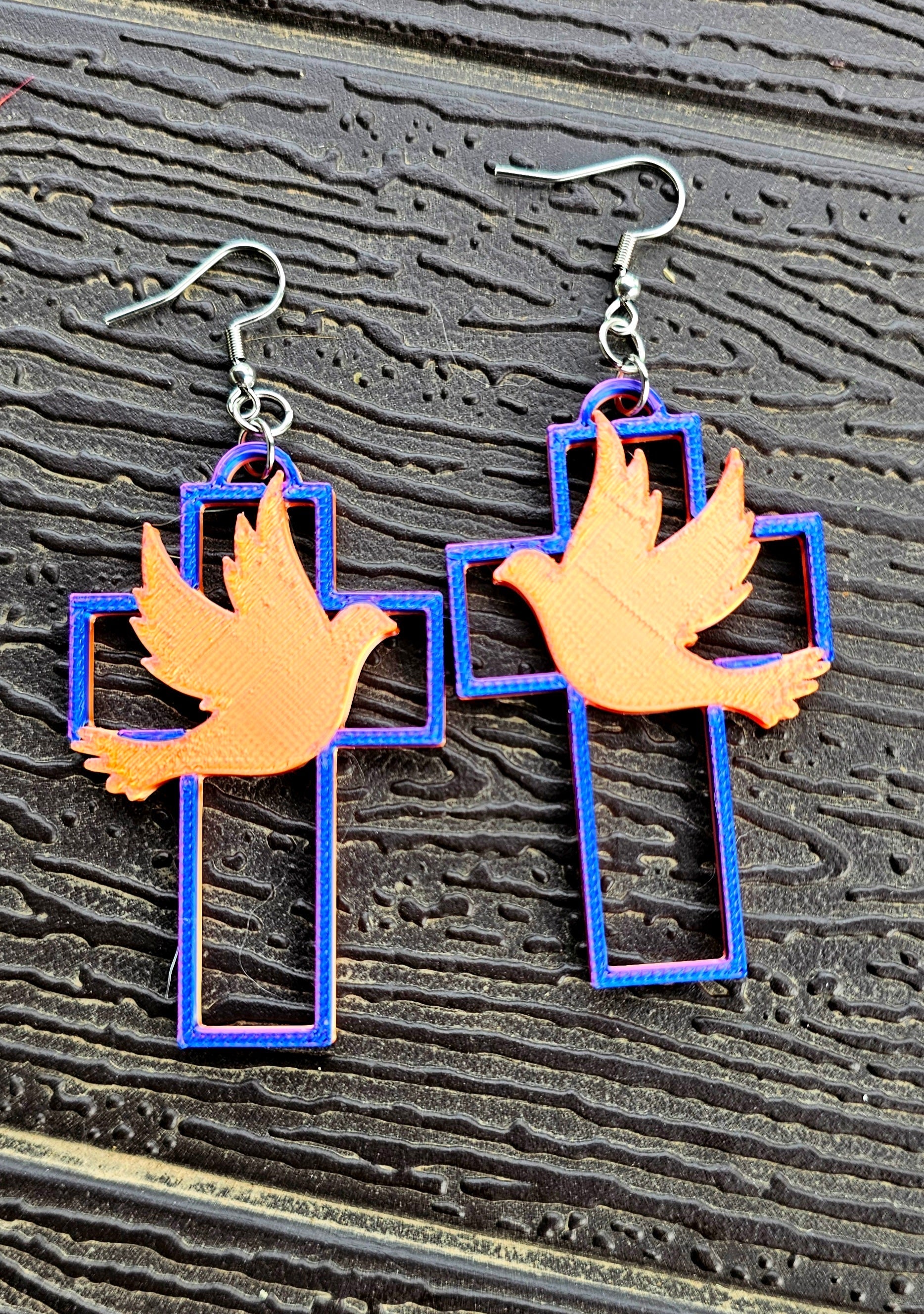 3D Print Christian Cross Faith Earrings Made in America Baha Ranch Western Wear