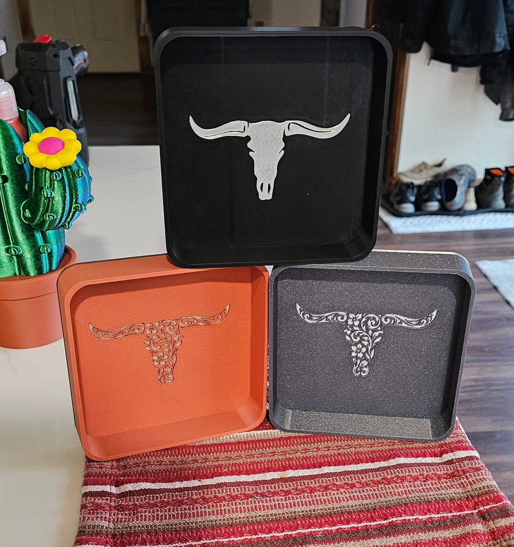 Baha Ranch 3d Print Western Longhorn Cowboy Cowgirl Accessory Tooled Tray Baha Ranch Western Wear