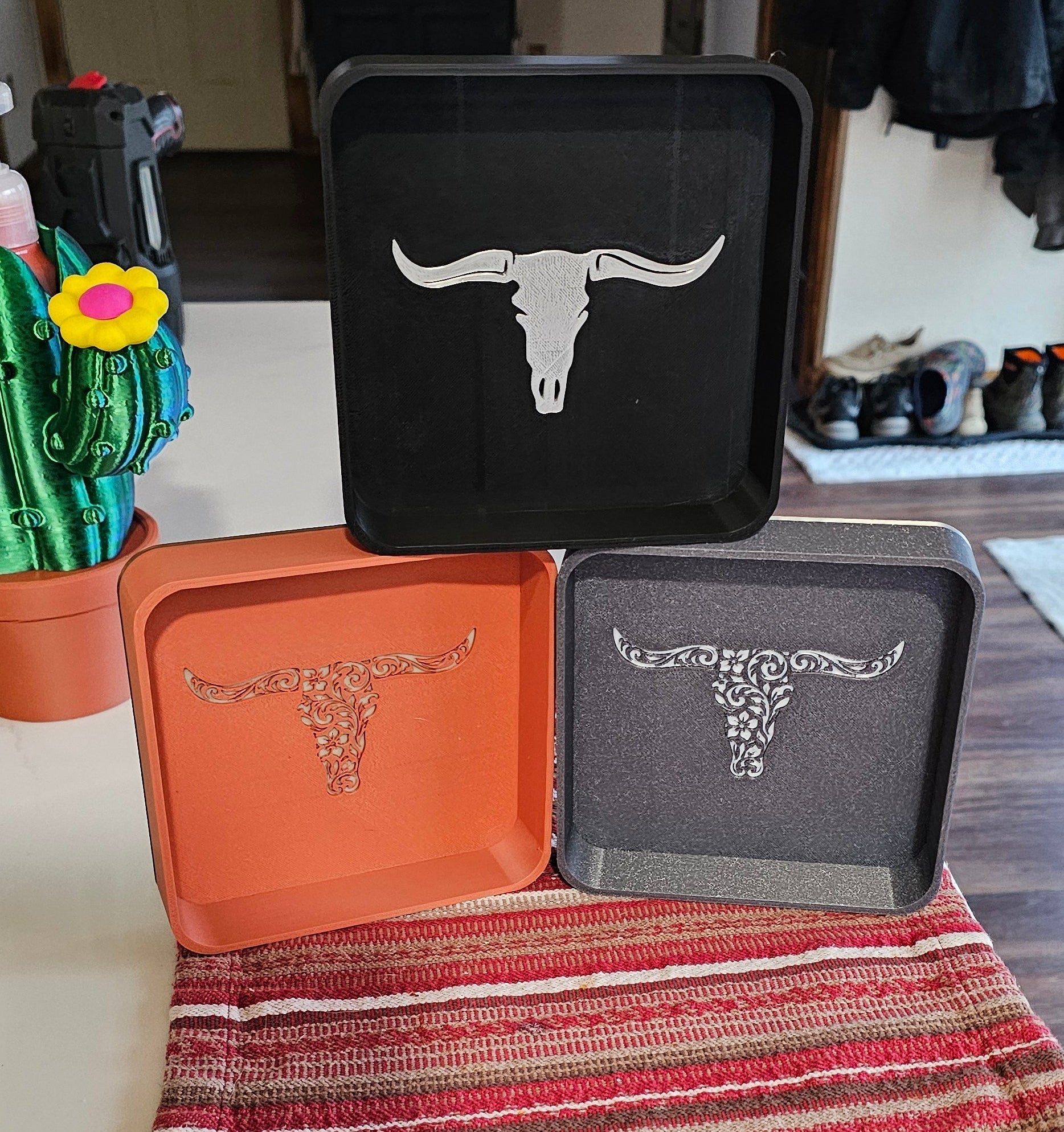 Baha Ranch 3d Print Western Longhorn Cowboy Cowgirl Accessory Tooled Tray Baha Ranch Western Wear