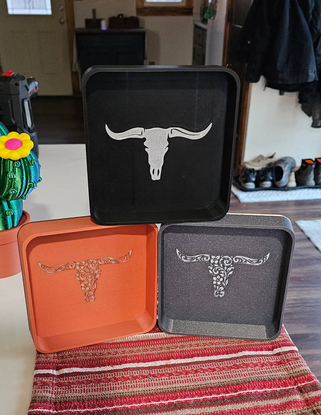 Baha Ranch 3d Print Western Longhorn Cowboy Cowgirl Accessory Tooled Tray Baha Ranch Western Wear