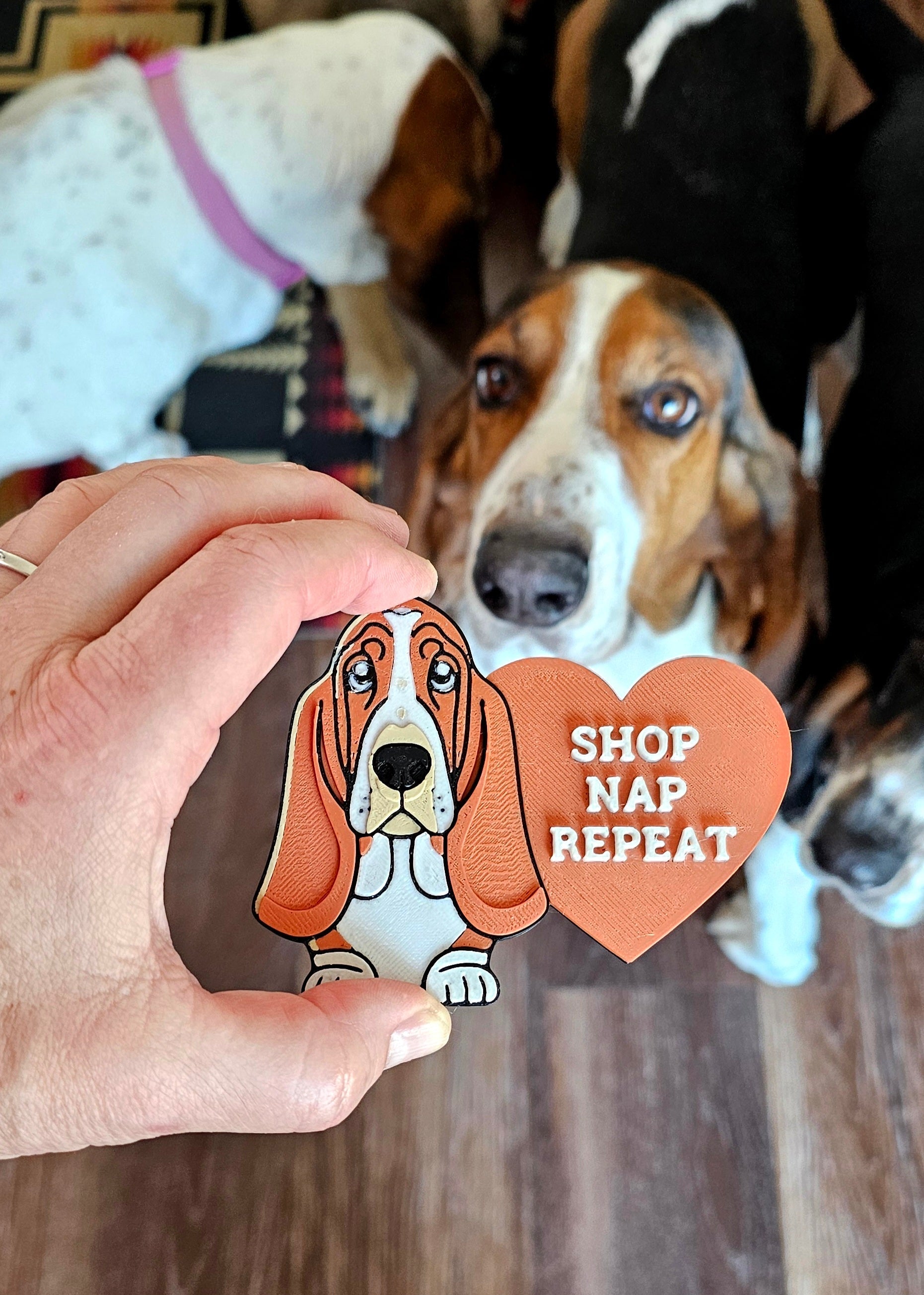 3d Print Basset Hound Cute Funny Shopping Hat Pin or Magnet Baha Ranch Western Wear