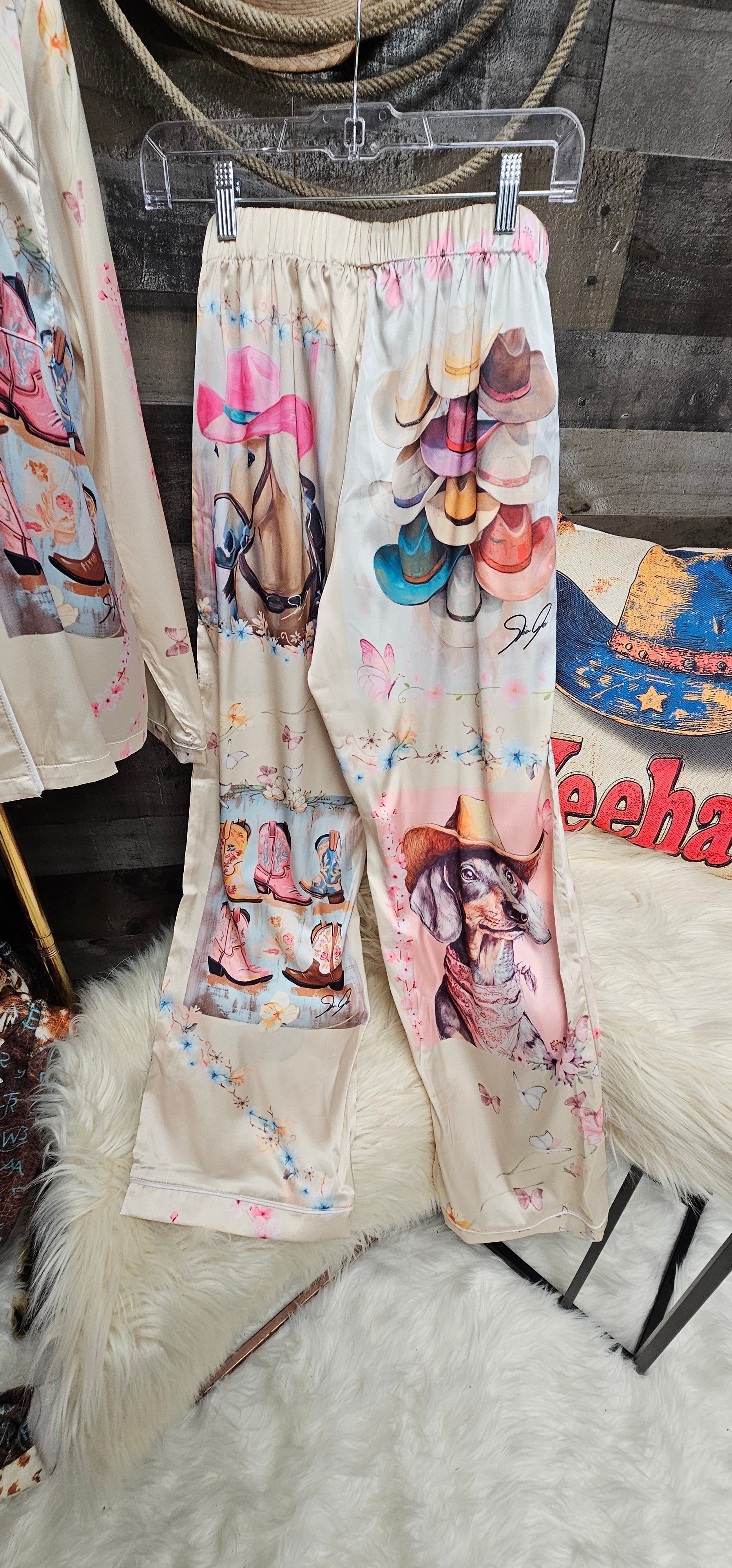 Baha Ranch Danilo Painted Cowgirl Satin Long Pajamas Baha Ranch Western Wear