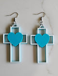 3D Print Christian Cross Faith Earrings Made in America Baha Ranch Western Wear