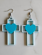 3D Print Christian Cross Faith Earrings Made in America Baha Ranch Western Wear