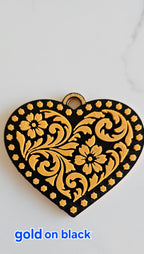3d Printed Tooled Cowboy Cowgirl Heart  Keychain or Purse Charm Baha Ranch Western Wear