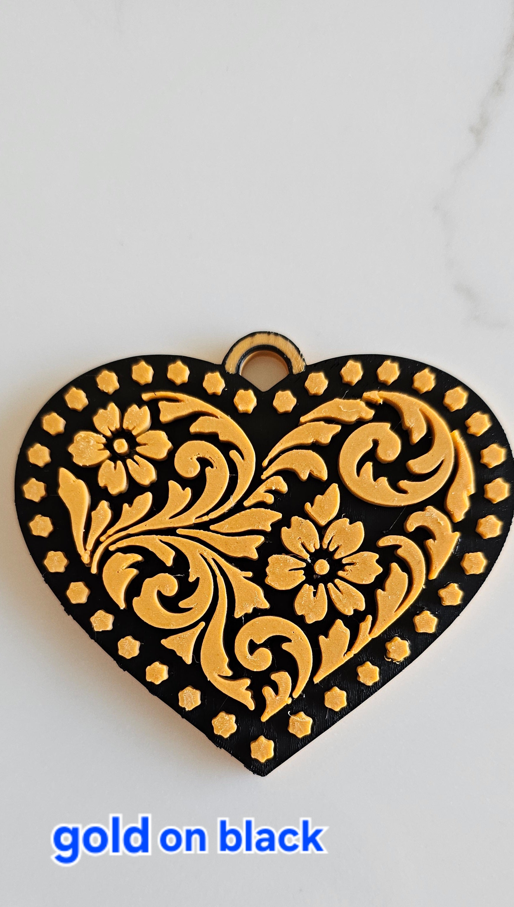 3d Printed Tooled Cowboy Cowgirl Heart  Keychain or Purse Charm Baha Ranch Western Wear