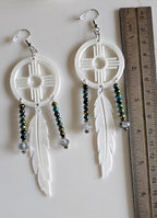 3D print Lightweight New Mexico Zia Feather Dream Catcher Earrings Made in America Baha Ranch Western Wear
