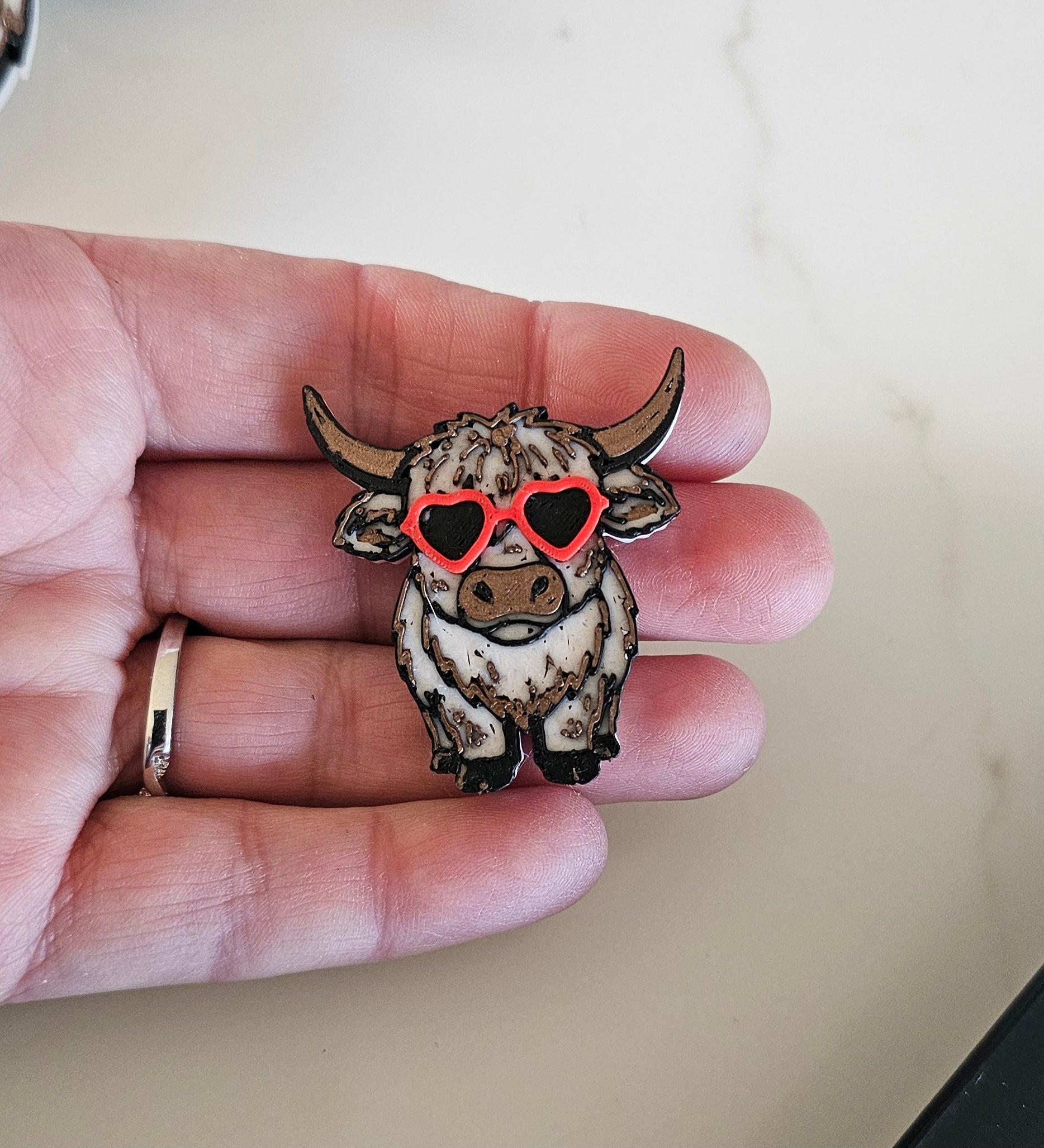3d Printed Cool Highland Cow Hat Pin Made in America Baha Ranch Western Wear