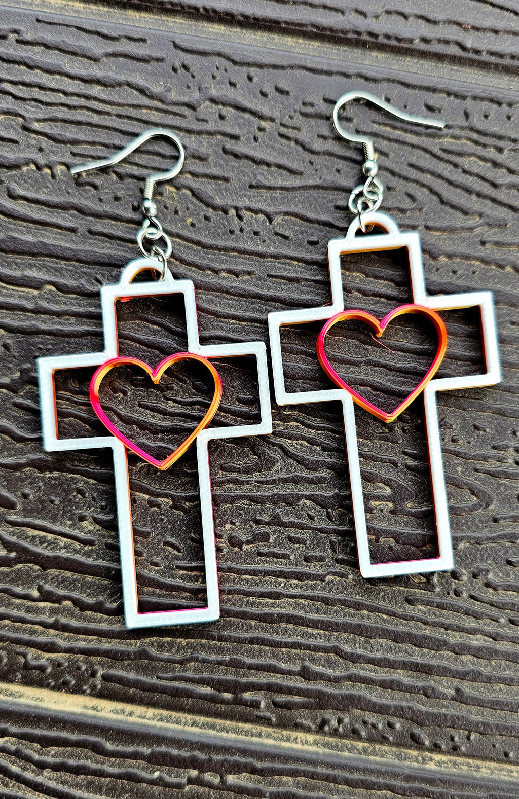 3D Print Christian Cross Faith Earrings Made in America Baha Ranch Western Wear