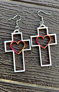 3D Print Christian Cross Faith Earrings Made in America Baha Ranch Western Wear