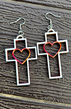 3D Print Christian Cross Faith Earrings Made in America Baha Ranch Western Wear