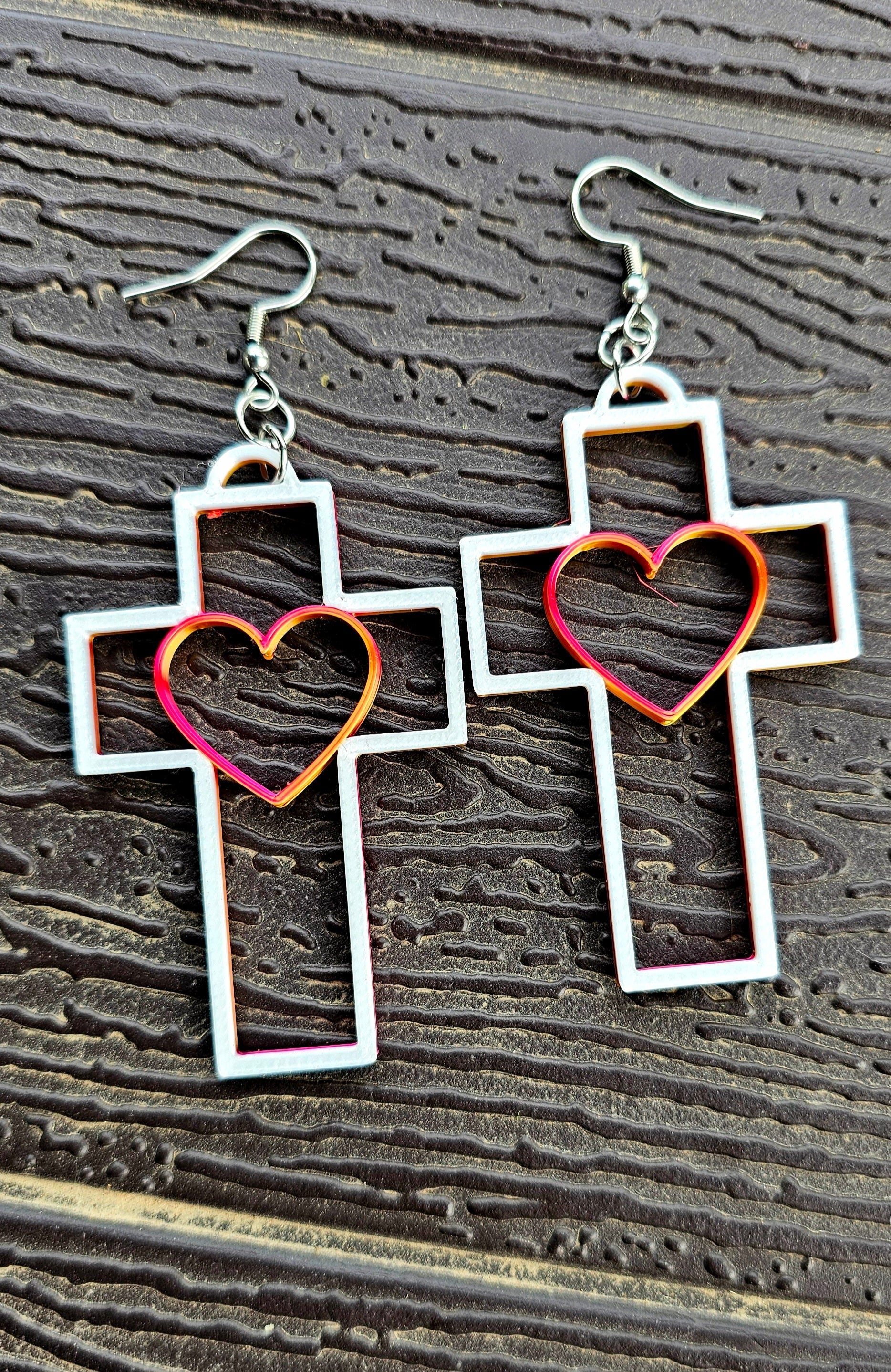 3D Print Christian Cross Faith Earrings Made in America Baha Ranch Western Wear