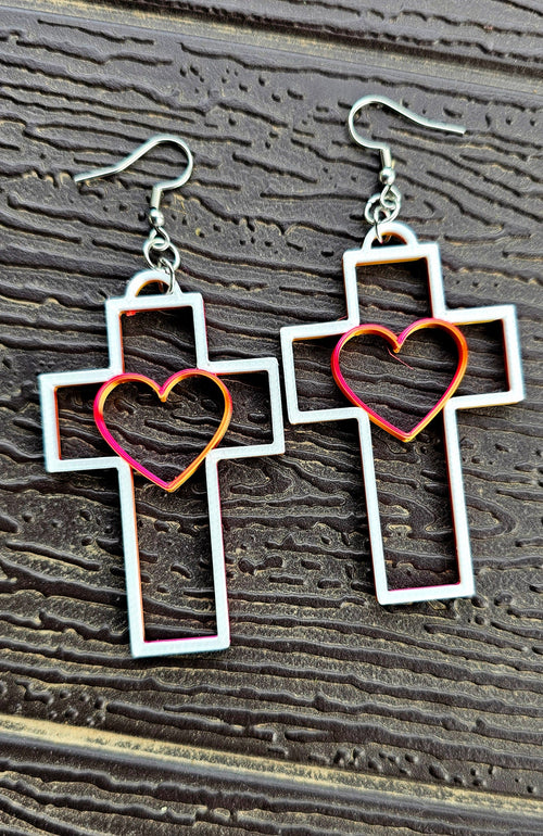 3D Print Christian Cross Faith Earrings Made in America Baha Ranch Western Wear