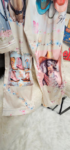 Baha Ranch Danilo Painted Cowgirl Satin Long Pajamas Baha Ranch Western Wear