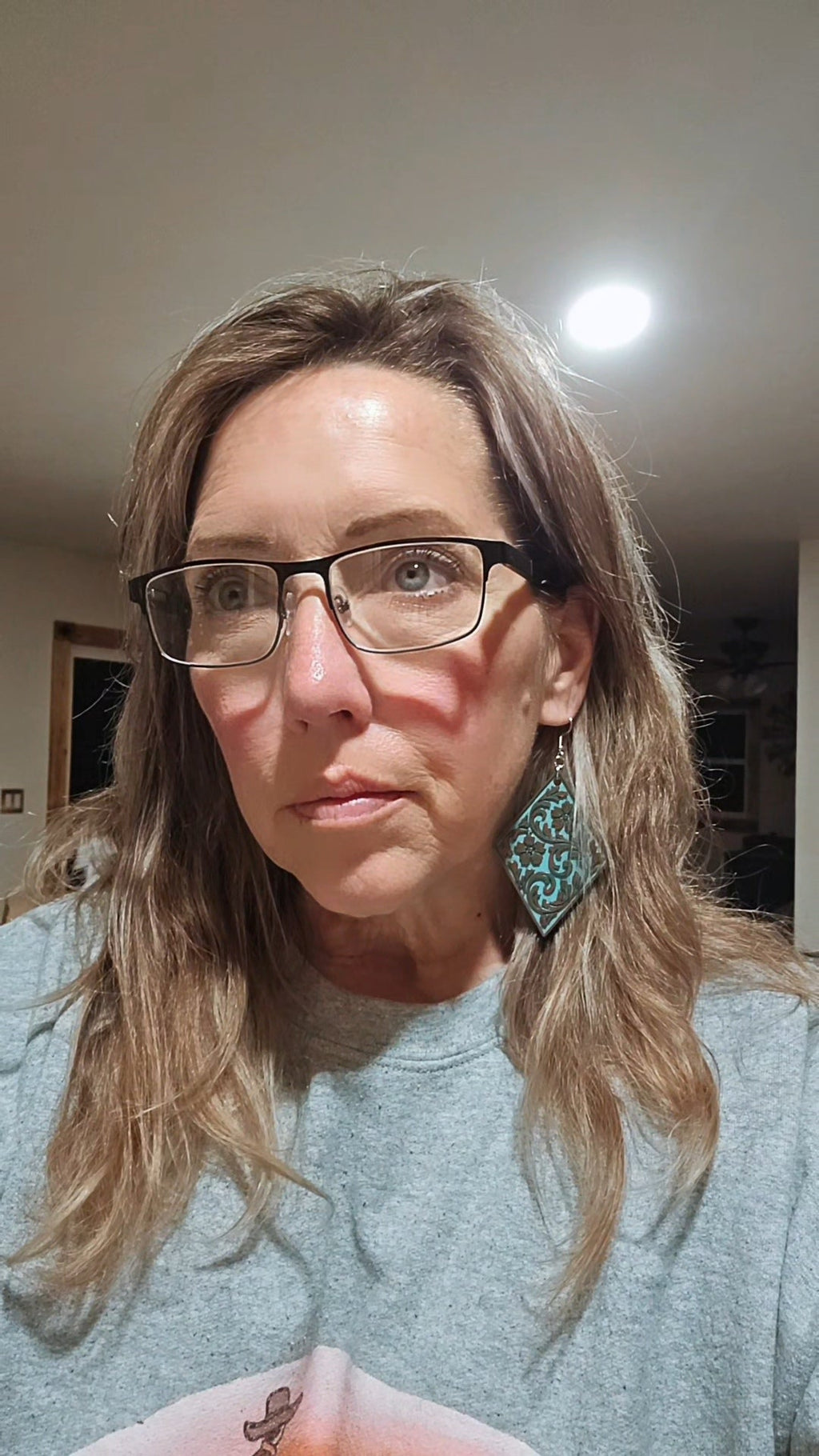 3D Print Western Tooled Bronze-Copper Turquoise  Earrings Made in America Baha Ranch Western Wear