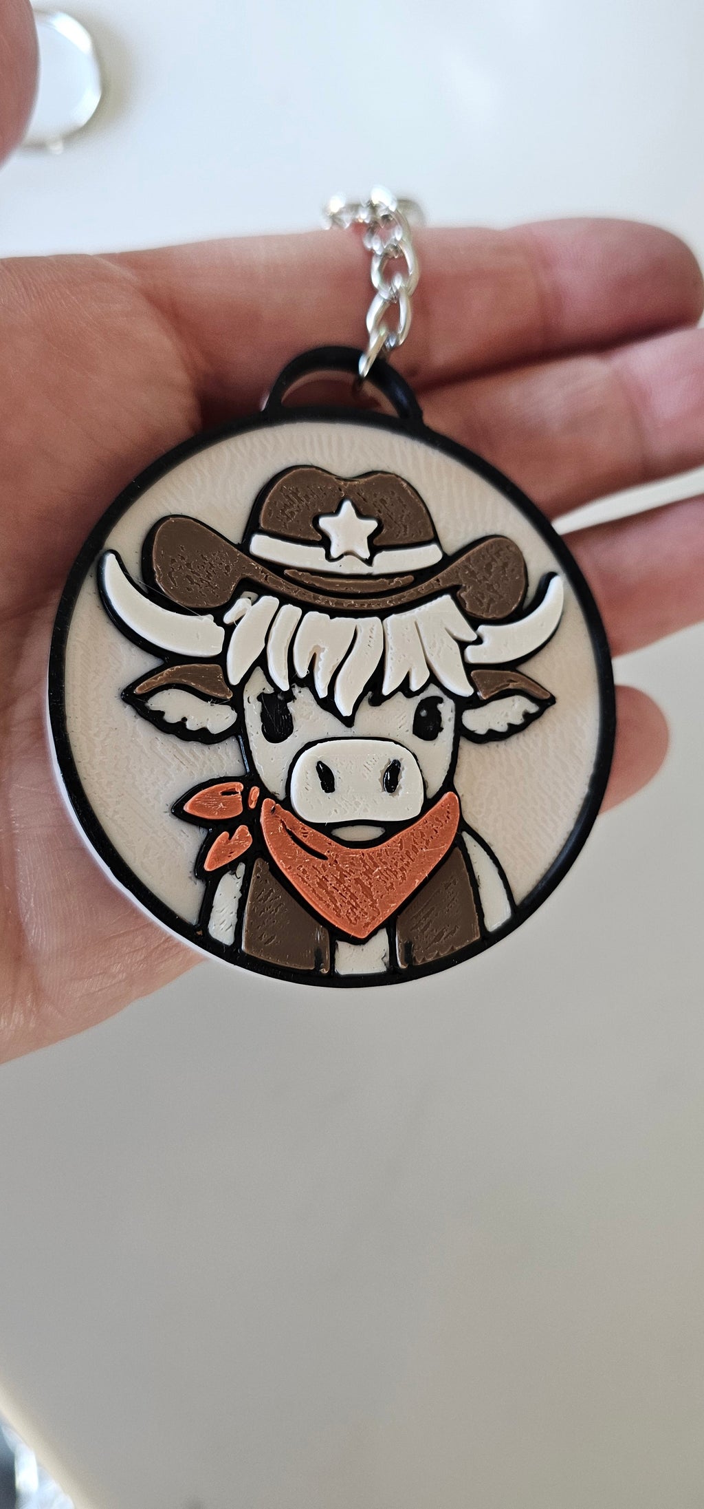 3d Western Cowgirl Cowboy Highland Cow Theme - Necklace, Purse Charm, Earrings, Keychain, Magnet Baha Ranch Western Wear
