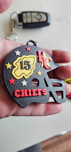 3D Print Chiefs Helmet Arrowhead Kc 15 Mahomes Kansas City 87 Kelce Football Keychain Made in America Baha Ranch Western Wear
