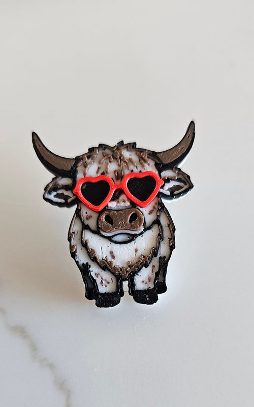 3d Printed Cool Highland Cow Hat Pin Made in America Baha Ranch Western Wear
