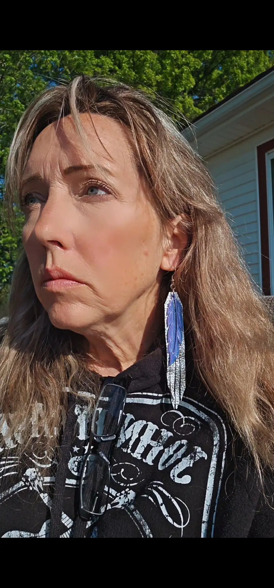 3D Printed Feather Leather Fringe Earrings Made in America Baha Ranch Western Wear