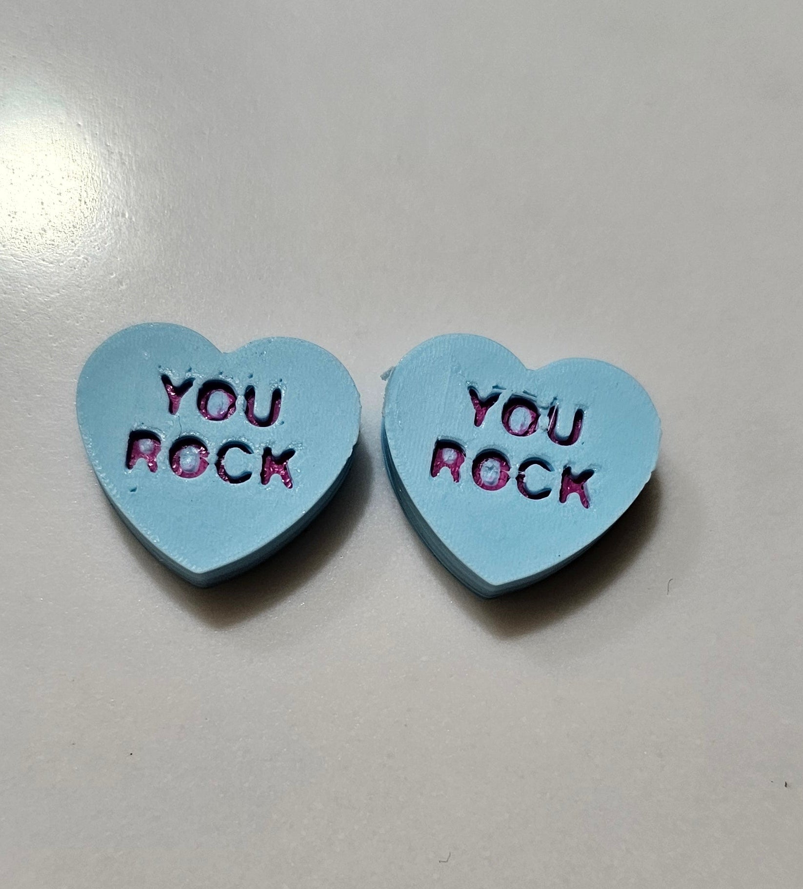 3d Printed Candy Conversation Heart Pins or Earrings Made in America Baha Ranch Western Wear